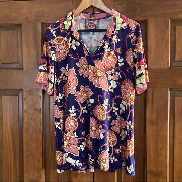 Johnny Was Tops - NWT Johnny Was Floral Women's swing polo tunic top size medium
